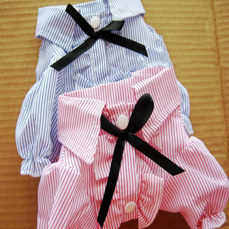 Bubble Sleeve Bow Pet Shirt