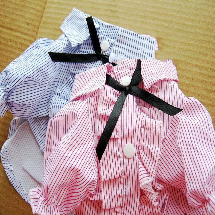 Bubble Sleeve Bow Pet Shirt