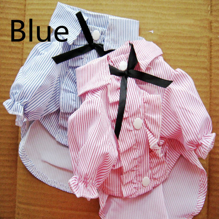 Bubble Sleeve Bow Pet Shirt