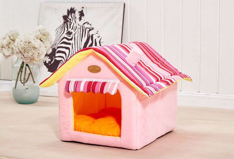 Striped Removable Cover Dog House