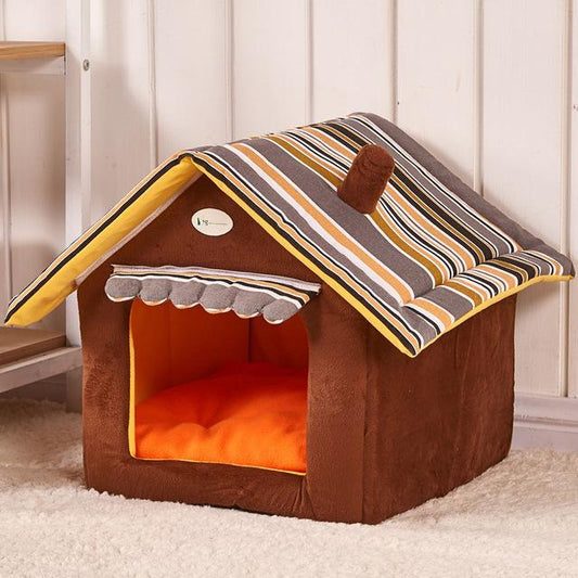 Striped Removable Cover Dog House
