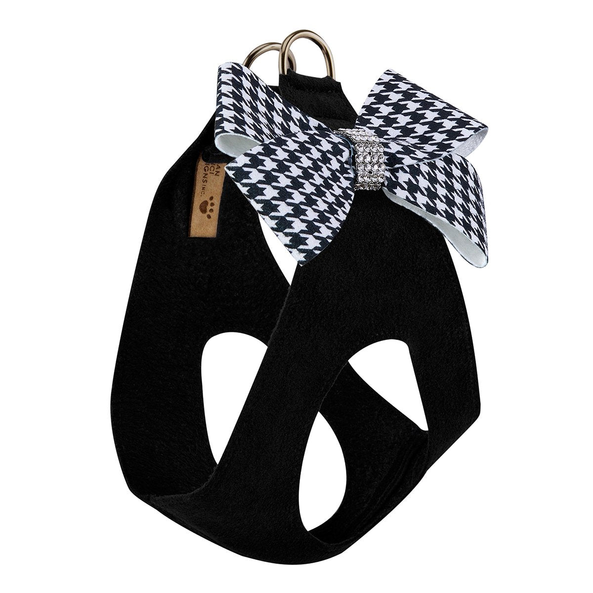 Black & White Houndstooth Nouveau Bow Step In Harness