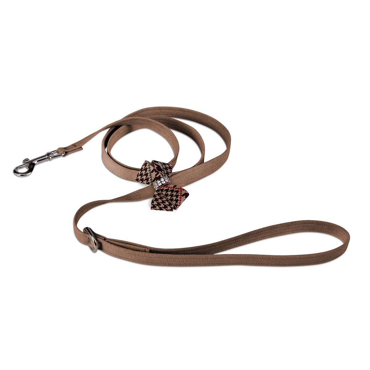 Chocolate Glen Houndstooth Nouveau Bow Leash