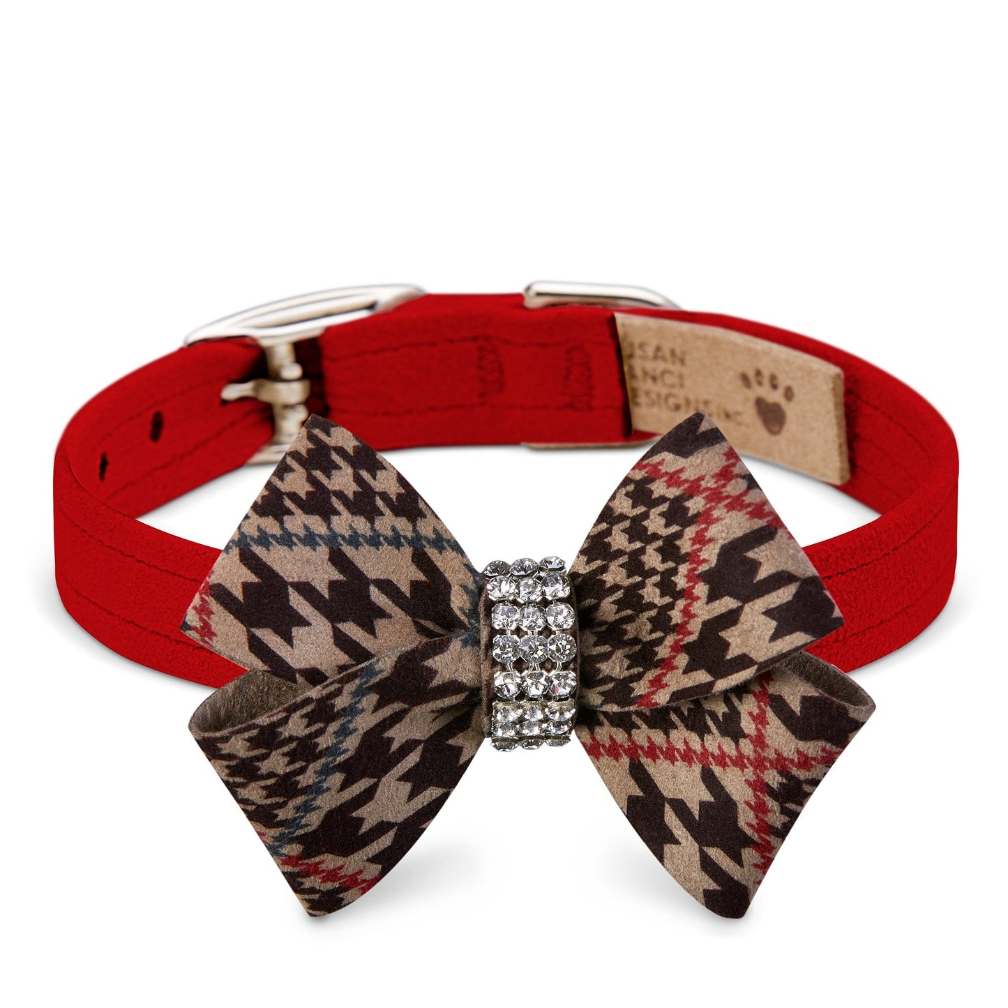 Chocolate Glen Houndstooth Nouveau Bow Collar