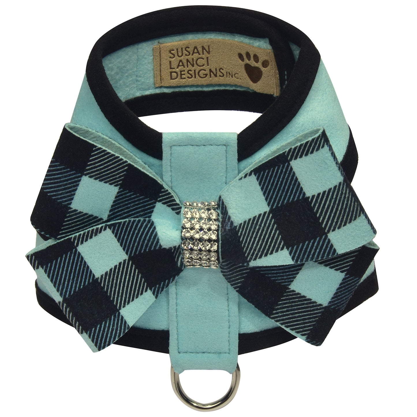 Tiffi Gingham Nouveau Bow Tinkie Harness with Black Trim