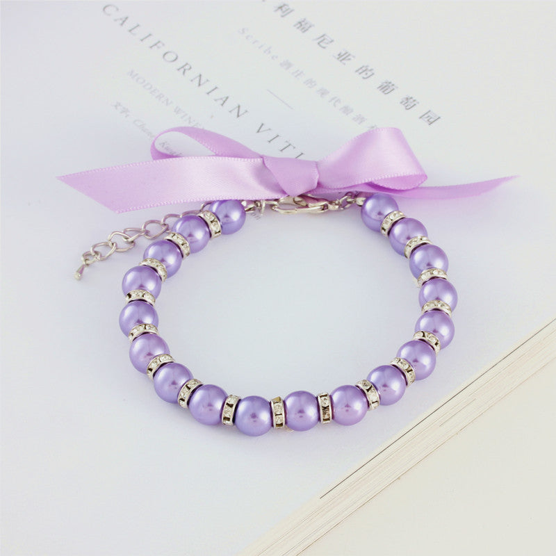 Striped Pearl Necklace Pet Collar