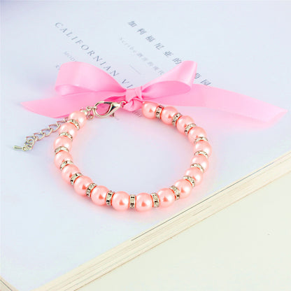 Striped Pearl Necklace Pet Collar