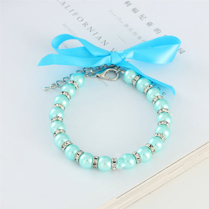 Striped Pearl Necklace Pet Collar