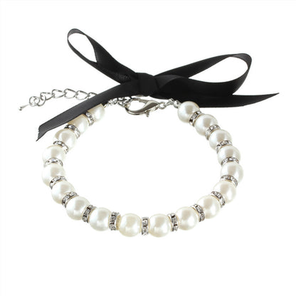 Striped Pearl Necklace Pet Collar