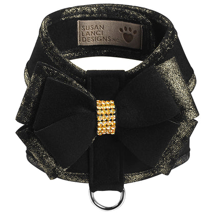 Black Glitzerati Double Nouveau Bow Tinkie Harness with Black Glitzerati Trim