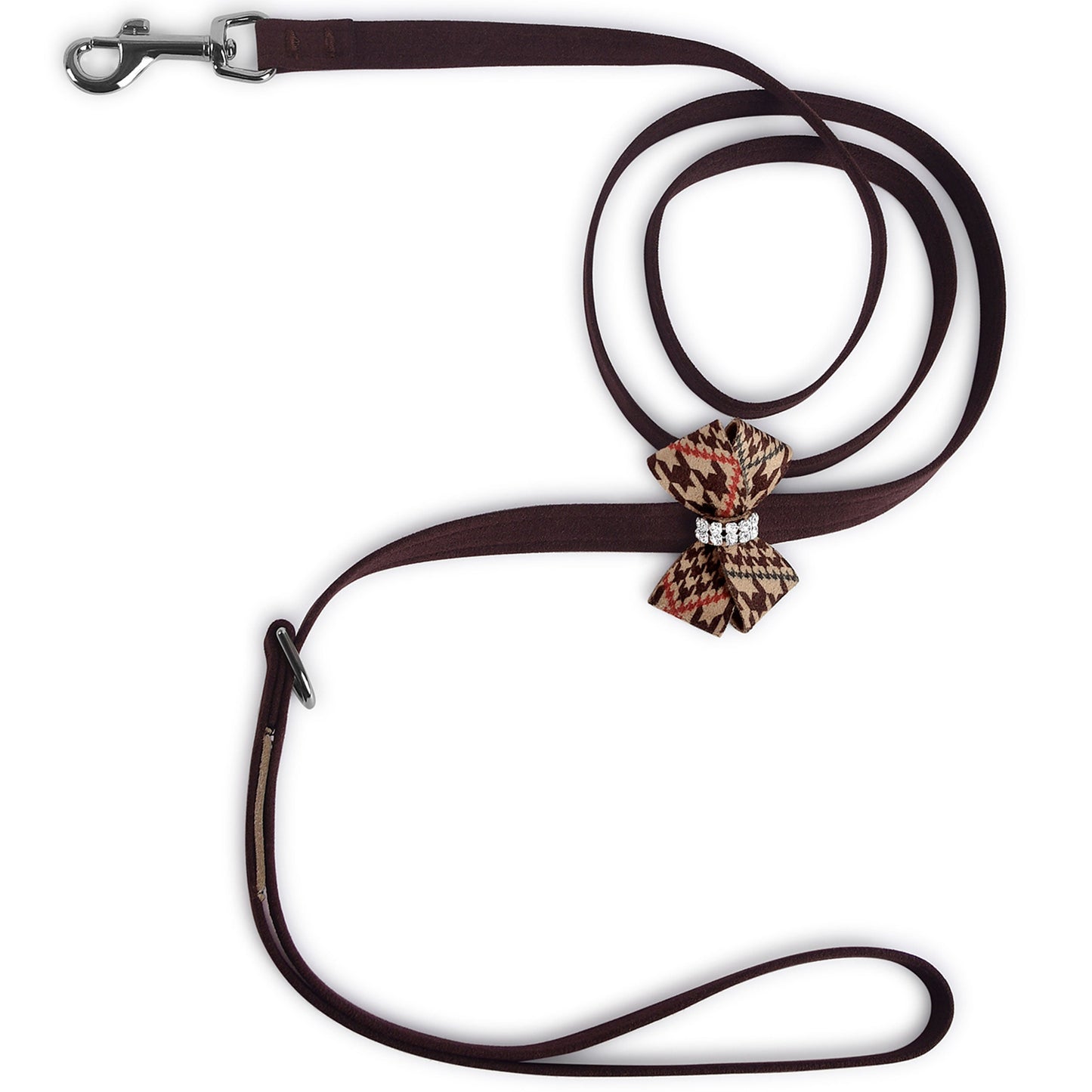 Chocolate Glen Houndstooth Nouveau Bow Leash