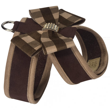 Fawn Gingham Nouveau Bow with Gold Giltmore Tinkie Harness with Fawn Trim