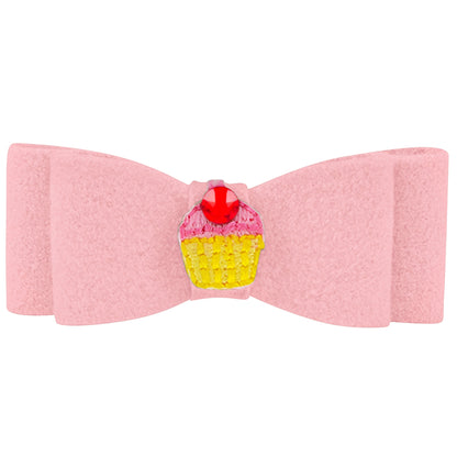 Embroidered Cupcake Hair Bow