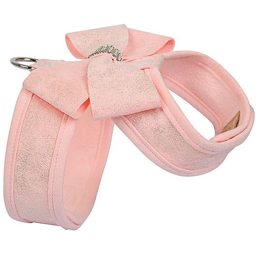 Puppy Pink Glitzerati Nouveau Bow Tinkie Harness with Puppy Pink Trim