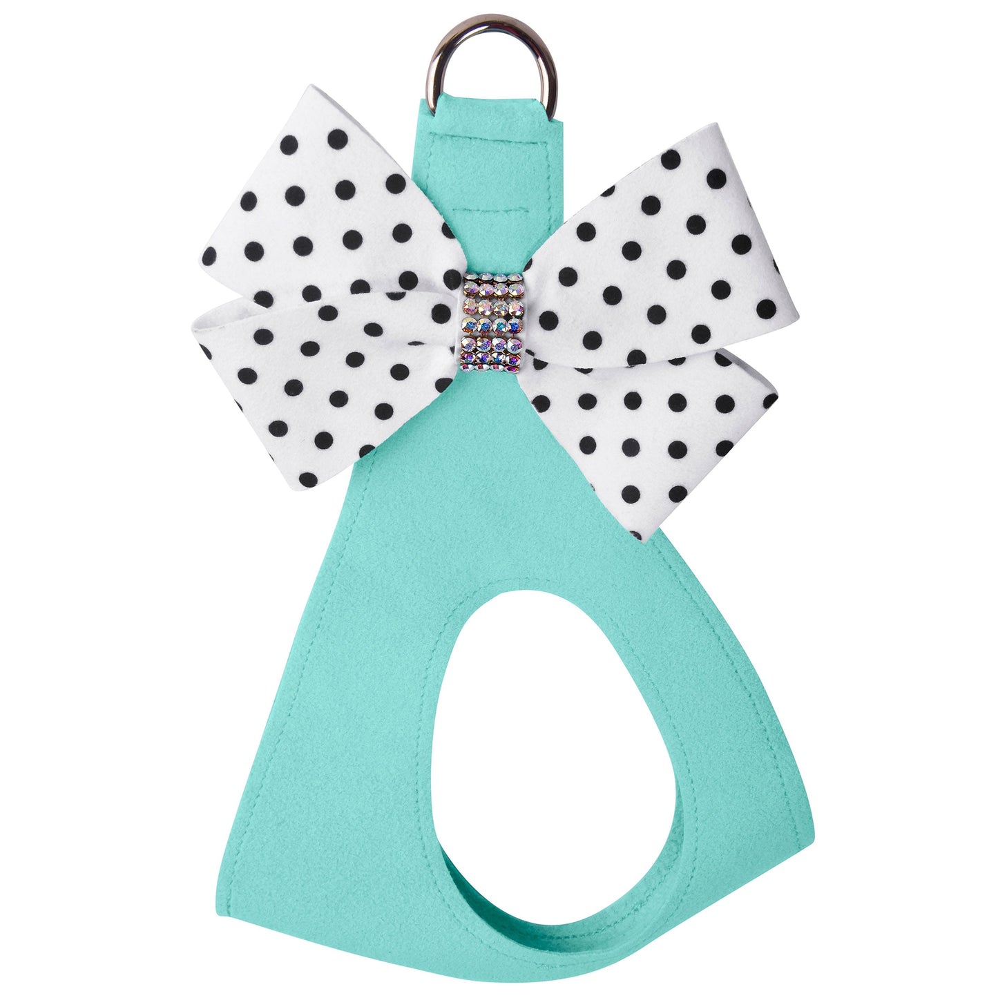 Polka Dot Nouveau Bow with Aurora Borealis Giltmore Step In Harness