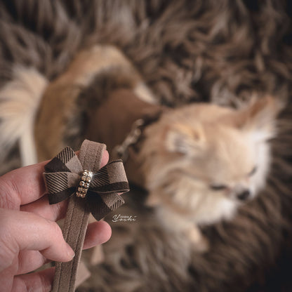 Fawn Gingham Nouveau Bow Leash